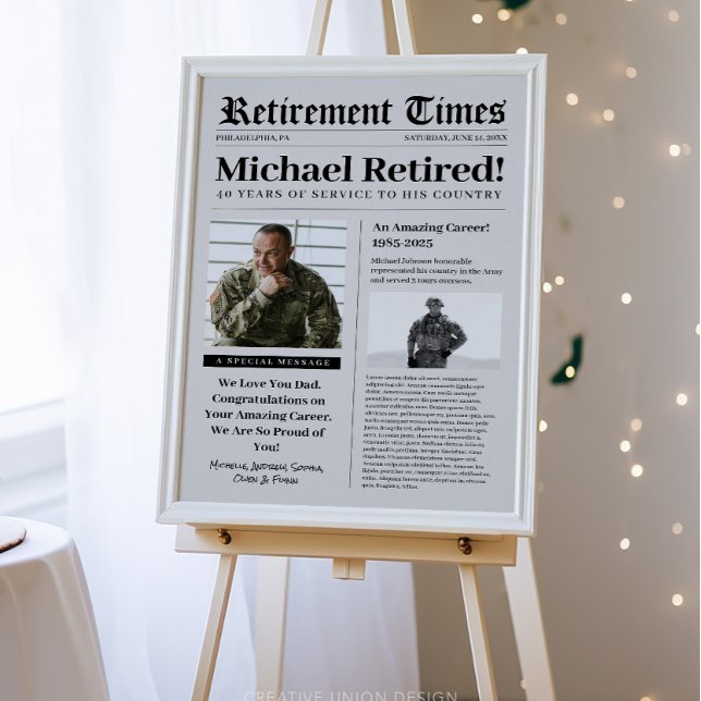 Tidning Pensionering Militärveteran Skumaffisch Poster (Skapare uppladdad)