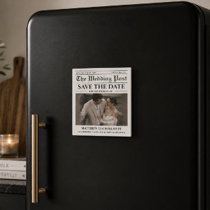 Tidning Spara datum Bröllop Magnet