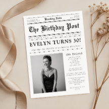 Tidning Svart och Vitt Rolig Foto 30-årsdag
