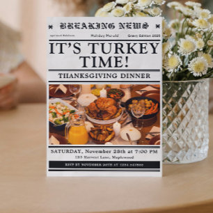 Tidning Thanksgiving Middag Höst Inbjudningar