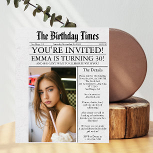 Tidning Unik Kul 30-årsfirande Foto Party  Inbjudningar