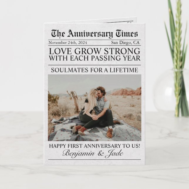 Tidning Unik Rolig Foto Bröllopsdag Jubileum Kort (Framsida)