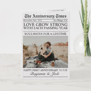Tidning Unik Rolig Foto Bröllopsdag Jubileum Kort