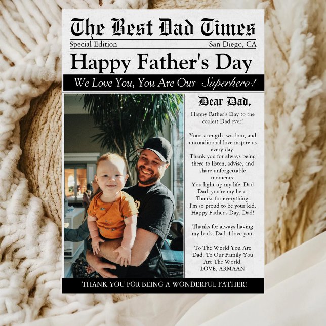 Tidning Unik Rolig Foto Glad Fars Dag Kort (Skapare uppladdad)