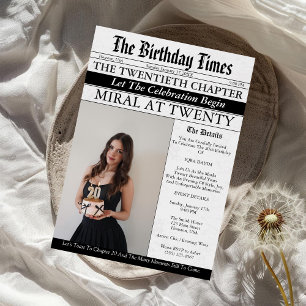 Tidning Unik Rolig Fototjej 20-årsdag Inbjudningar