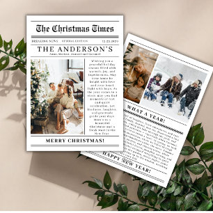 Tidning Vad Ett År Foto Collage Jul Julkort