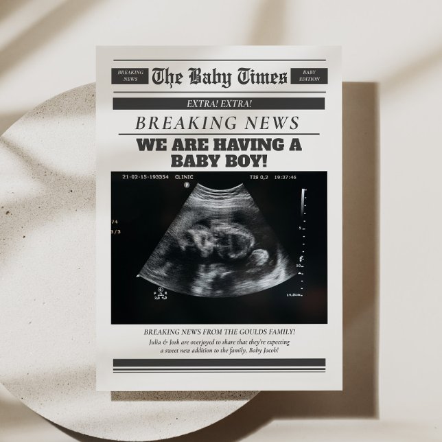 Tidningar Baby Graviditet Annonsering Inbjudningar (Newspapers Baby Pregnancy Announcement Card)