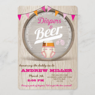 Tidningar och inbjudan till Beer Baby Shower Girl