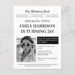 Tidningen 30-årsfirande inbjudan postkort