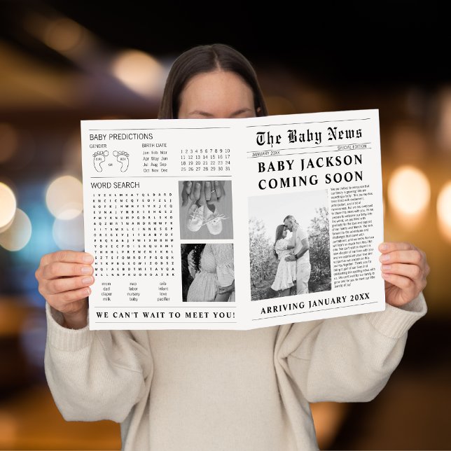 Tidningen Baby kommer snart Gravid Meddelande (Newspaper Baby Coming Soon Pregnancy Announcement)