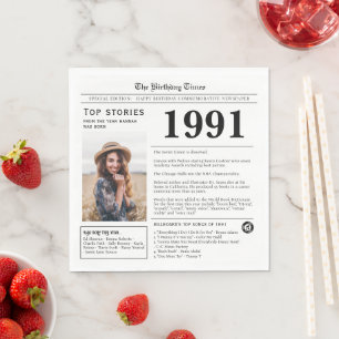 Tidningen Birthday Trivia 1991 Pappersservett