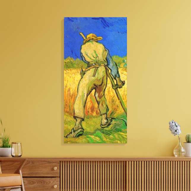 Tidningen (efter Millet) av Vincent van Gogh Canvastryck (Insitu (Vardagsrum))