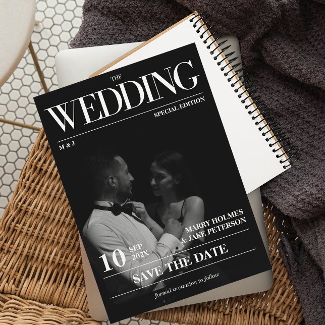 Tidningen Magazine Editorial Newspaper Bröllop spa Inbjudningar (Magazine Unique Save the Date)