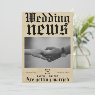 Tidningen Retro vintage bröllop Spara Datumet