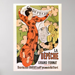 Tidningen vintage Fransk belle époque Art nouveau Poster
