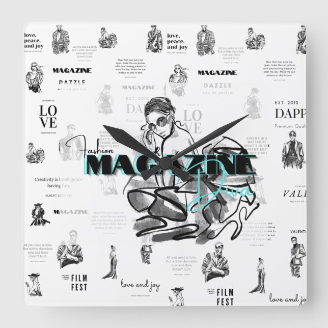 Tidningen Womans mode Fyrkantig Klocka (Framsida)