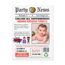 Tidnings Superhjältar Födelsedagsfest Foto