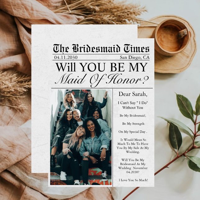 Tidnings Unik Rolig Foto Brudtjänare Förslag  Inbjudningar (Skapare uppladdad)