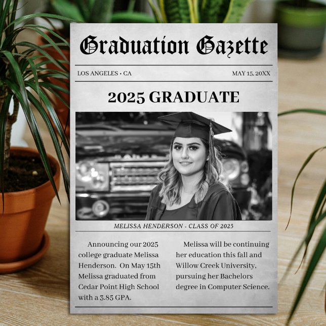 Tidningsartikel Artikel Studenten-meddelande Meddelande (Newspaper Article Graduation Announcement
)