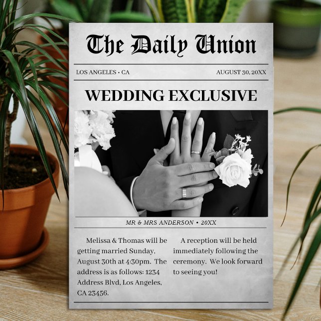Tidningsartikel Bröllop Inbjudningar (Newspaper Article Wedding Invitation
)