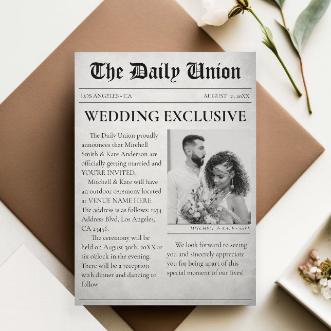 Tidningsartikel Bröllop Inbjudningar (Newspaper Article Wedding Invitation
)