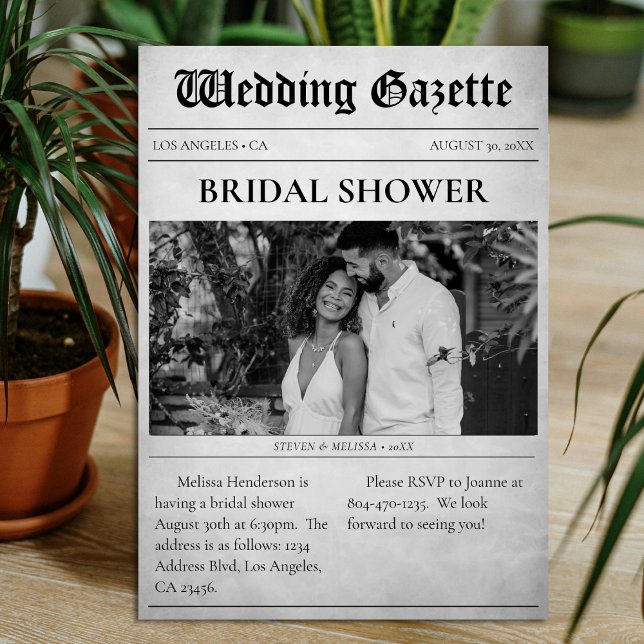 Tidningsartikel Bröllop Möhippa Inbjudningar (Newspaper Article Wedding Bridal Shower Invitation
)