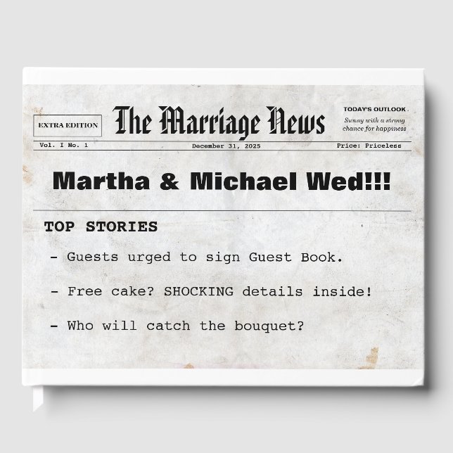 Tidningsartikel ThMeed Bröllop Guest Bok (Framsida)