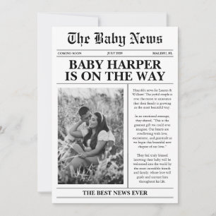 Tidningsbaby väntar graviditetsannonsering inbjudningar