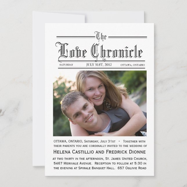 Tidningsbröllopinbjudan Inbjudningar (Framsida)