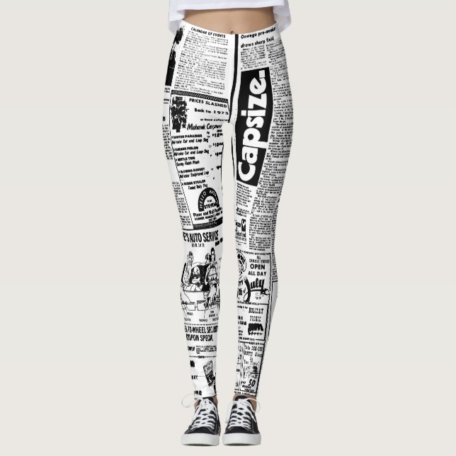 Tidningsdamaskerdesign Leggings (Framsida)