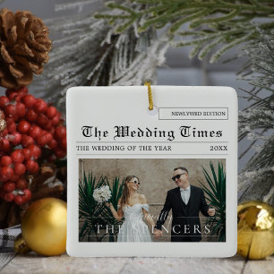 Tidningsdesign   Newlyweds Photo Julgransprydnad Keramik
