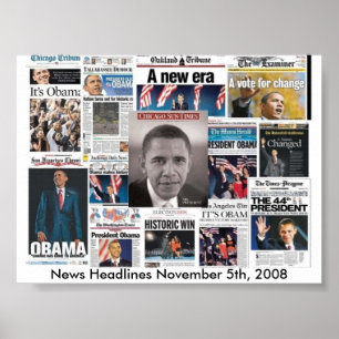 Tidningsförstasidor på November 5, 2008 Poster