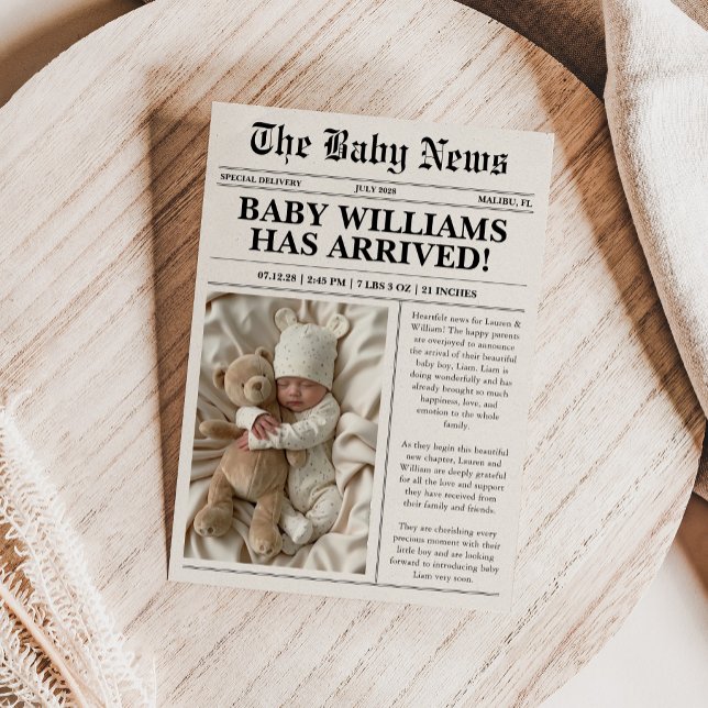 Tidningsfoto Födelseannonskort Meddelande (Skapare uppladdad)