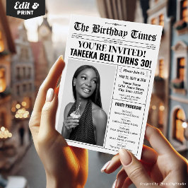 Tidningsinbjudan till 30års födelsedag med program