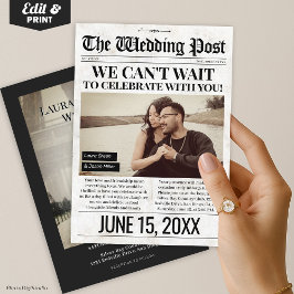 Tidningsinbjudan till bröllop, inbjudan till fotob