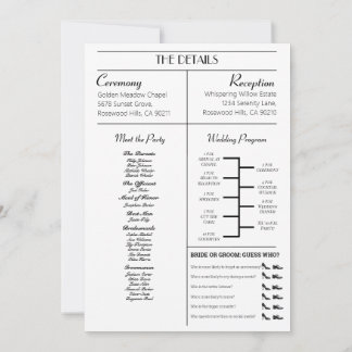 Tidningsinbjudan till bröllop med program