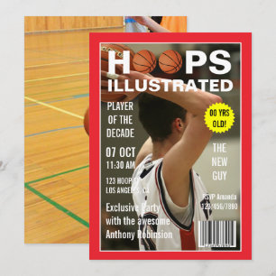 Tidningskändis basket födselsdagsfest foto inbjudningar