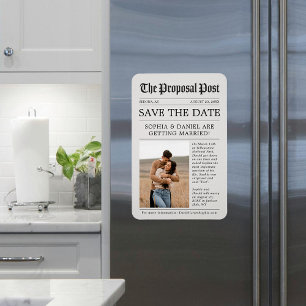Tidningsmagnet för Save The Date med foto Magnet