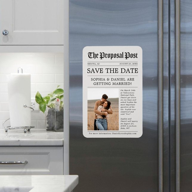 Tidningsmagnet för Save The Date med foto Magnet (Skapare uppladdad)