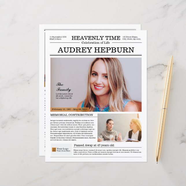 Tidningsmall för minnesprogram (Fram/Back In Situ)