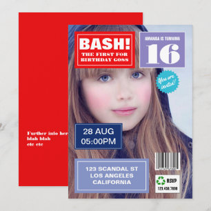 Tidningsomslag Födelsedagsfest fotoinbjudan Inbjudningar