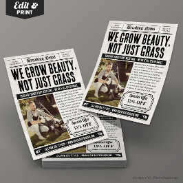 Tidningspapper Flyer, Retro Gräsmatta & Garden Ser Reklamblad