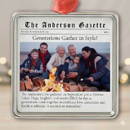 Tidningspapper för Family Reunion Photo Keepsaké Julgransprydnad Metall