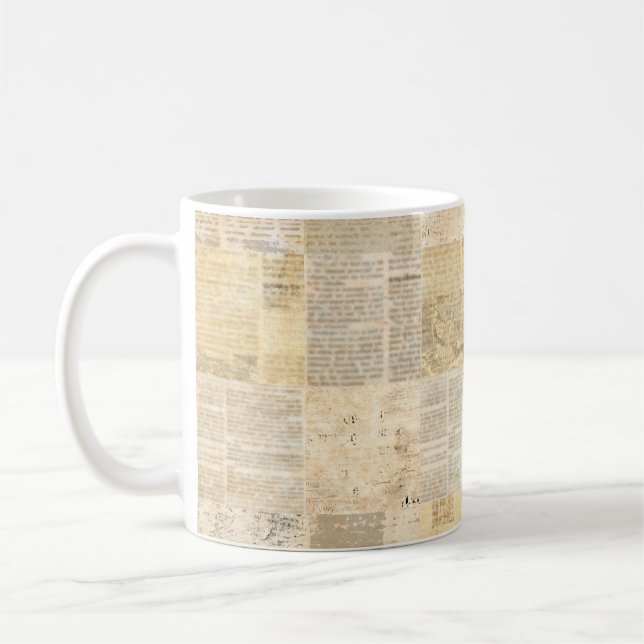 Tidningspapper för papper grunge-åldras, mönster b kaffemugg (Vänster)