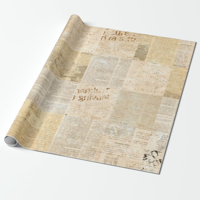 Tidningspapper för papper grunge-åldras, mönster b presentpapper (Utrullad)
