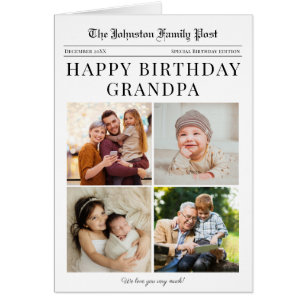 Tidningspapper Foto Collage Birthday Card Hälsningskort