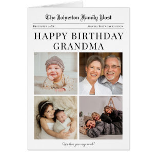 Tidningspapper Foto Collage Grandma Birthday Card Hälsningskort