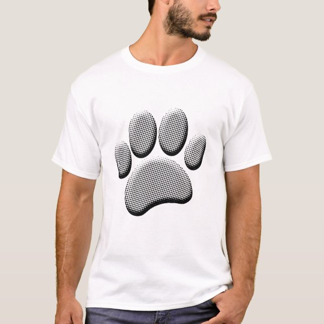 Tidningspapper Halftone Tecknad hund Tass avtryck T Shirt (Framsida)