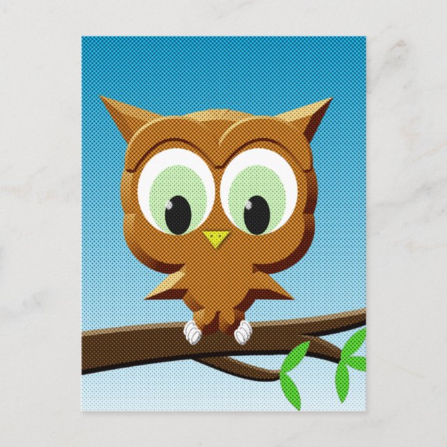 Tidningspapper Tecknad Uggla Vykort (Framsida)