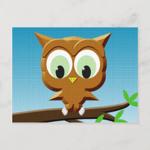 Tidningspapper Tecknad Uggla Vykort